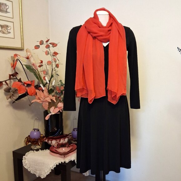 VTG Women's NEW Stills 100% Silk Long Classic Luxury Orange Scarf - Picture 5 of 8